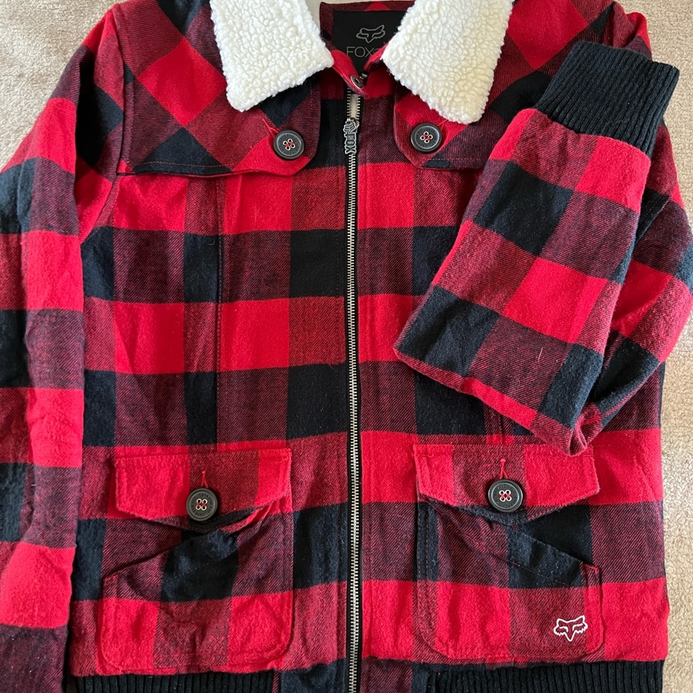 Fox Red and Black Checkered Jacket with White Collar